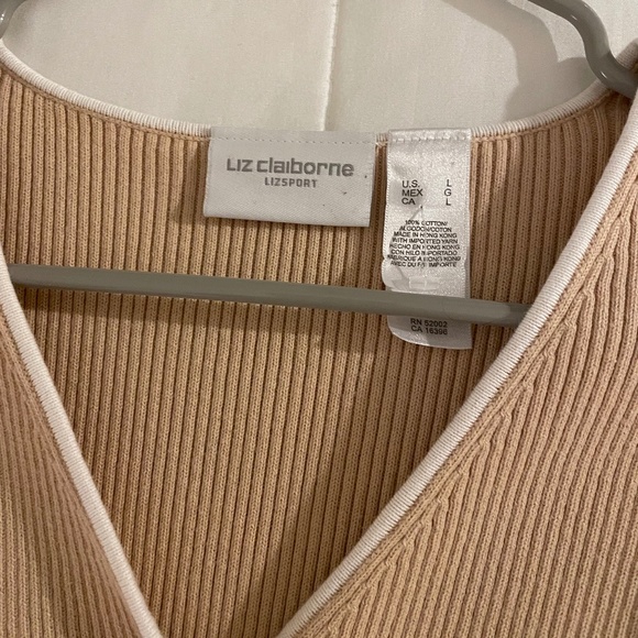 Liz Claiborne Tan Ribbed Cardigan (Size Large) - Picture 3 of 3